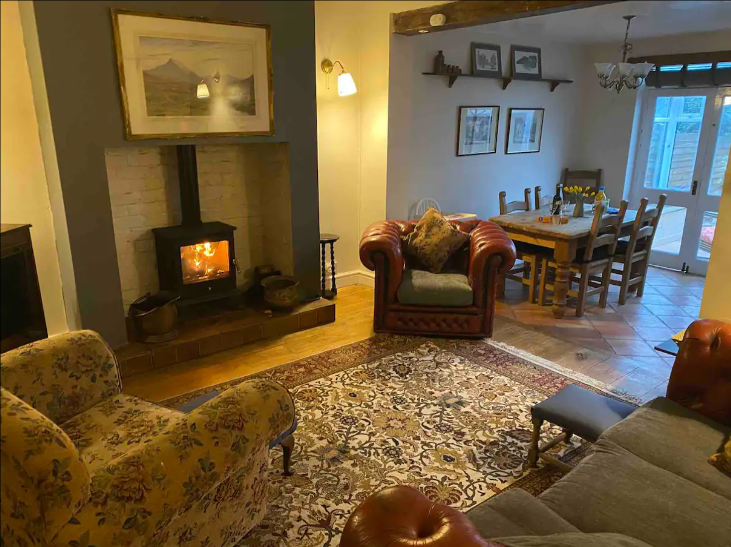 Parbold Mill lane airbnb mill worker cottage  living area