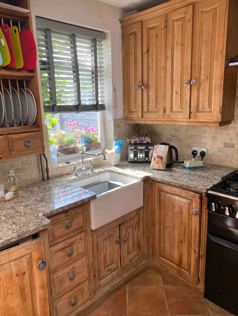 Parbold Mill lane airbnb mill worker cottage kitchen